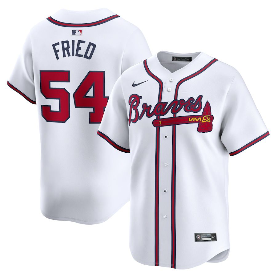 Men Atlanta Braves 54 Max Fried Nike White Home Limited Player MLB Jersey